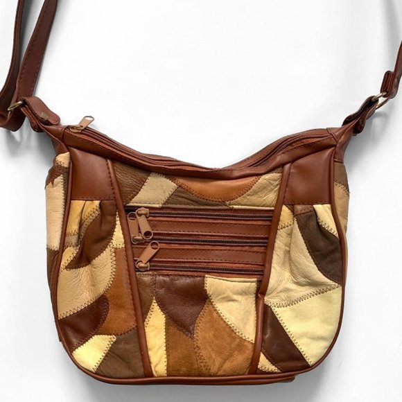 Retro brown patchwork leather purse - Picture 2 of 11